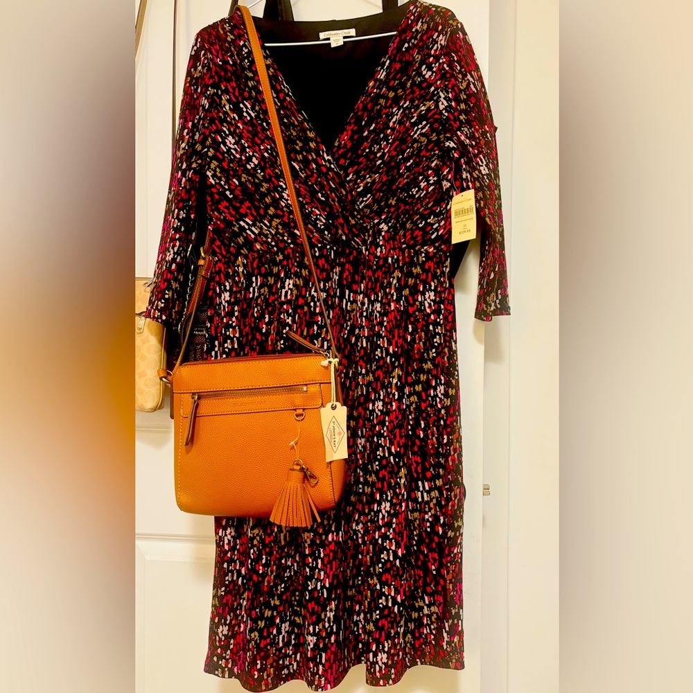 Coldwater Creek Black and Red Midi Dress